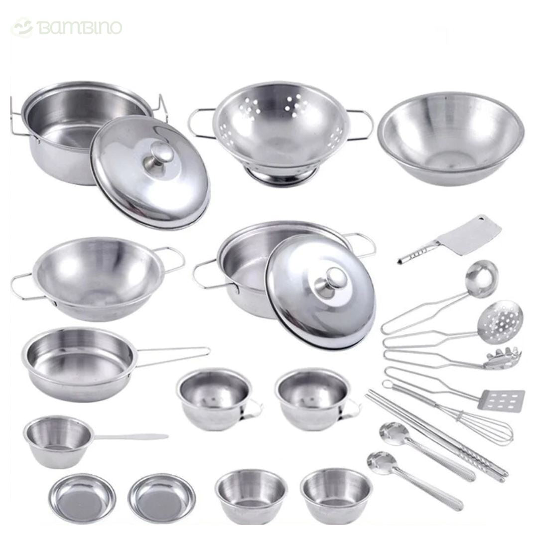 Mini Cozinha em Inox Infantil Bambino Mini Cozinha em Inox Infantil Bambino Loja do Bambino 25 peças 