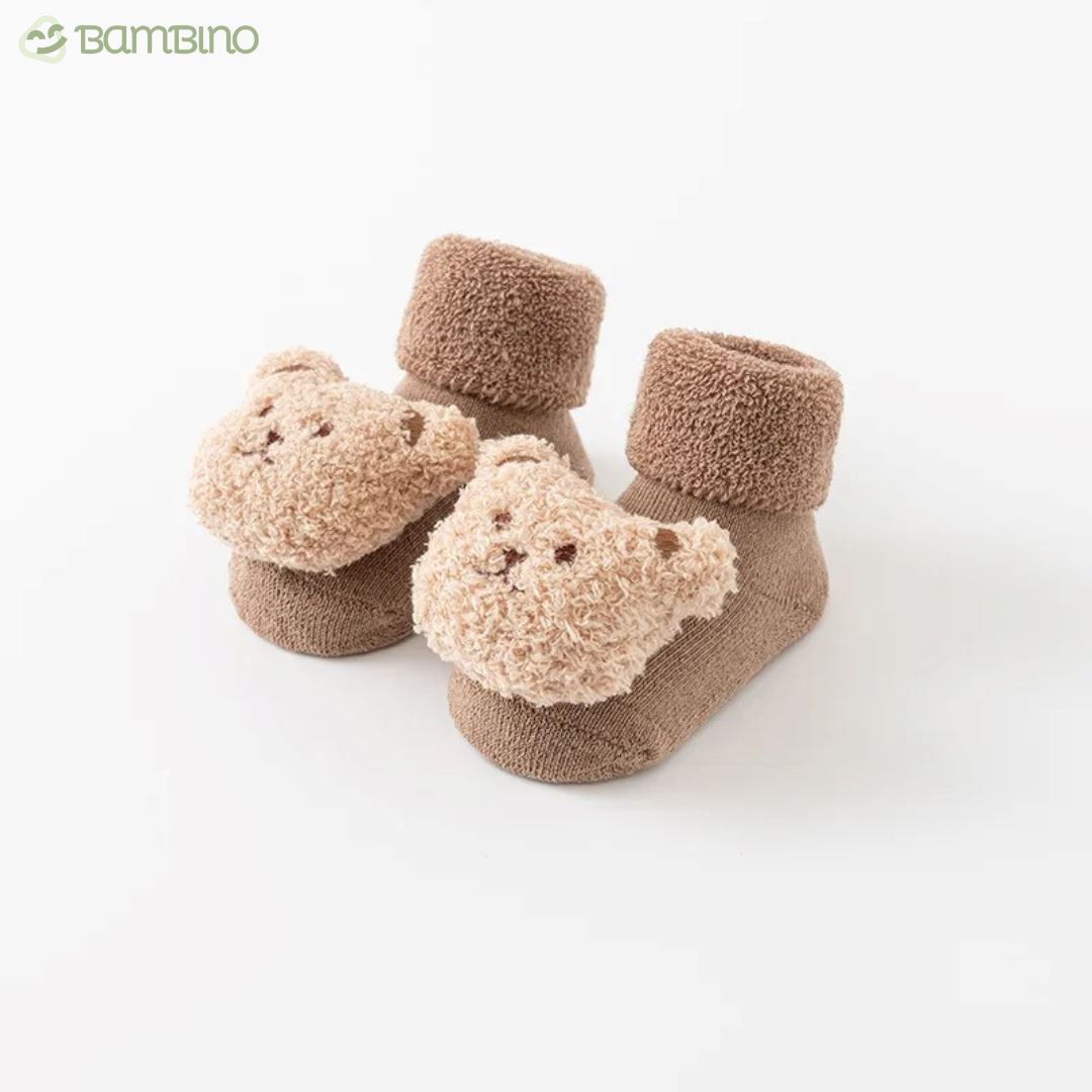 Sapatilha Anti Derrapante Bear para Bebês Sapatilha Anti Derrapante Bear para Bebês Loja do Bambino Caqui P - 8cm 