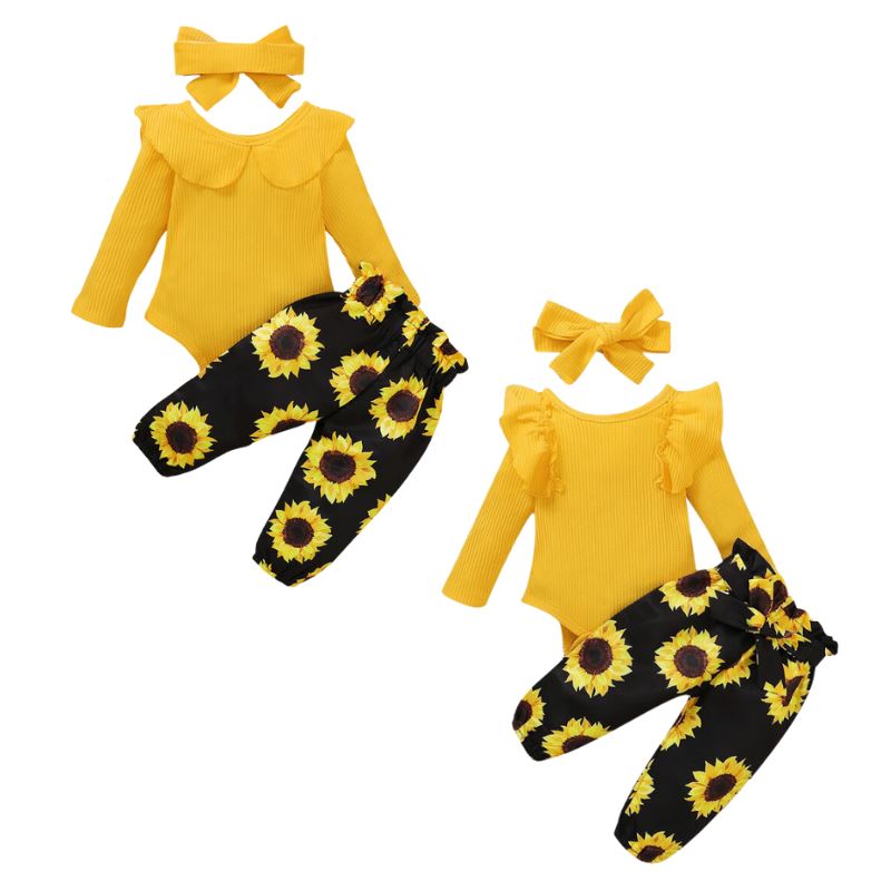 Conjunto Girassol Recém-Nascido Bambino Conjunto Girassol Recém-Nascido Bambino Loja do Bambino Amarelo 0 a 3 meses 