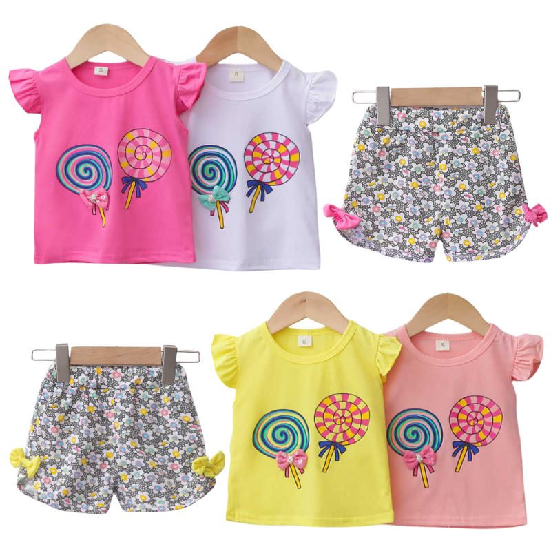 Conjunto Infantil Feminino Verão Pirulito Conjunto Infantil Feminino Verão Pirulito Loja do Bambino 