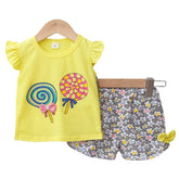 Conjunto Infantil Feminino Verão Pirulito Conjunto Infantil Feminino Verão Pirulito Loja do Bambino Amarelo 80 