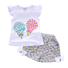 Conjunto Infantil Feminino Verão Pirulito Conjunto Infantil Feminino Verão Pirulito Loja do Bambino Branco 80 