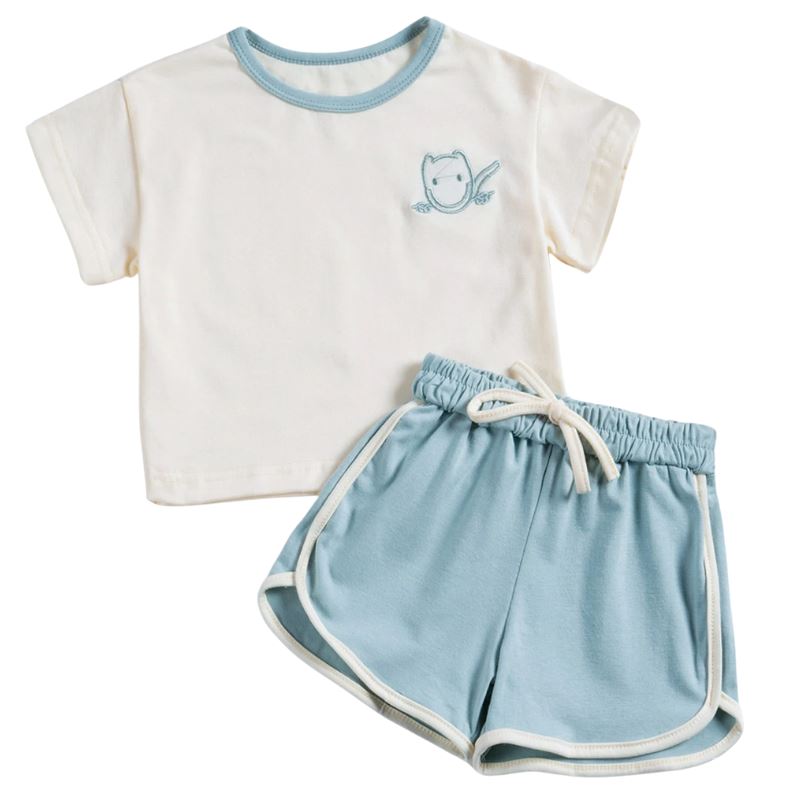 Conjunto Infantil de Verão Feminino Liso Conjunto Infantil de Verão Feminino Liso Loja do Bambino Azul 66 