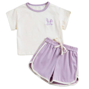 Conjunto Infantil de Verão Feminino Liso Conjunto Infantil de Verão Feminino Liso Loja do Bambino Roxo 66 