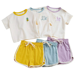 Conjunto Infantil de Verão Feminino Liso Conjunto Infantil de Verão Feminino Liso Loja do Bambino 