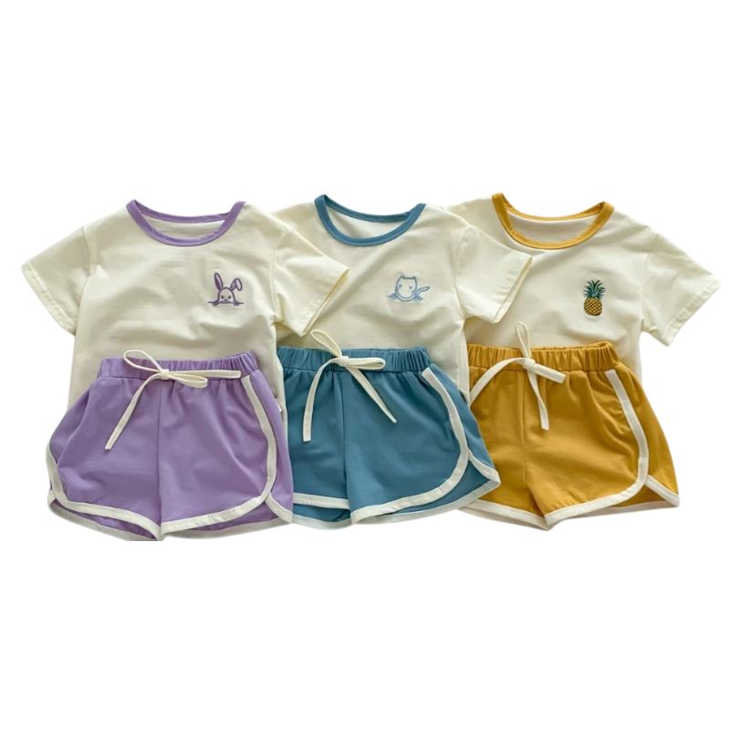 Conjunto Infantil de Verão Feminino Liso Conjunto Infantil de Verão Feminino Liso Loja do Bambino 