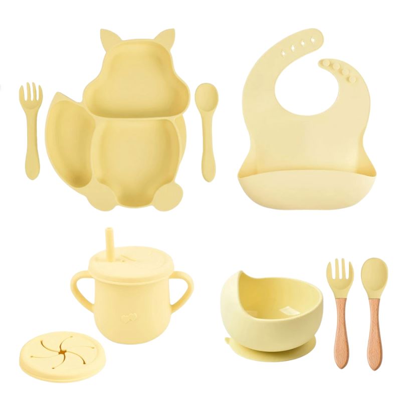 Conjunto Alimentação de Silicone Conjunto Alimentação de Silicone Loja do Bambino Amarelo 