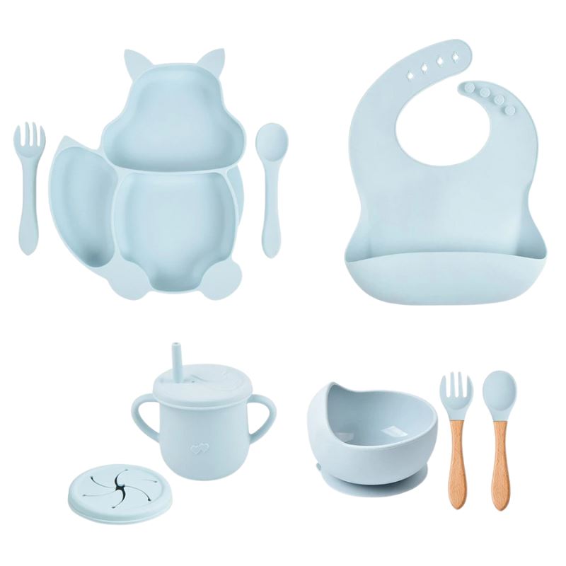 Conjunto Alimentação de Silicone Conjunto Alimentação de Silicone Loja do Bambino Azul Bebê 