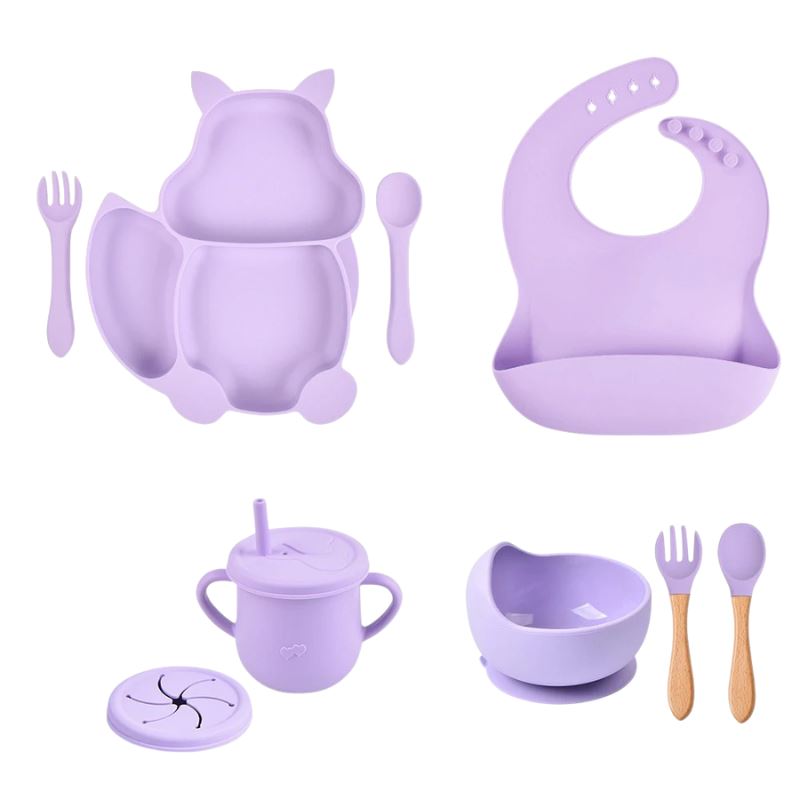 Conjunto Alimentação de Silicone Conjunto Alimentação de Silicone Loja do Bambino Lilás 