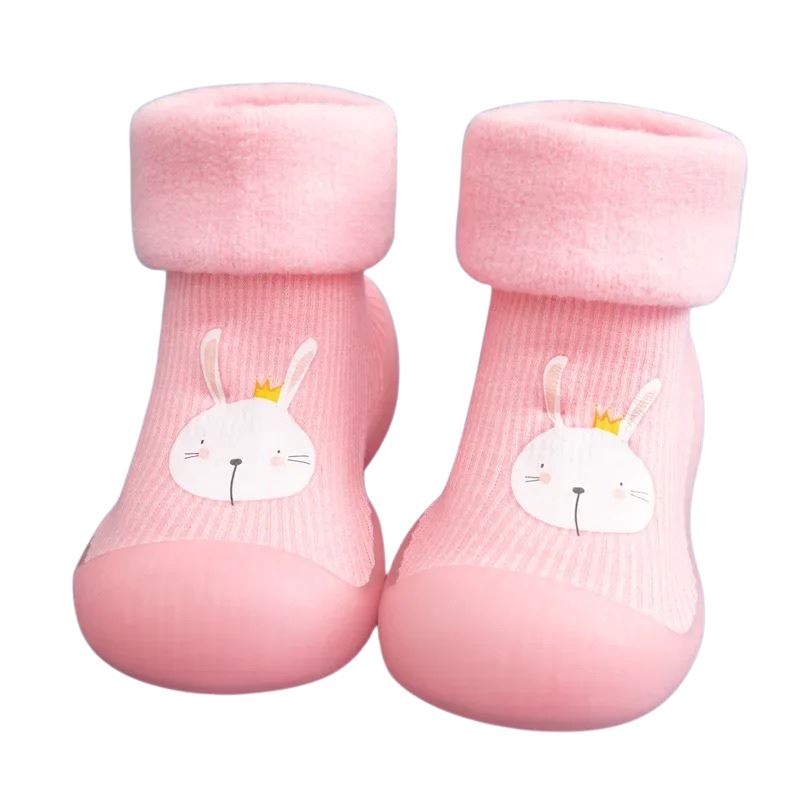 Meia sapatilha infantil antiderrapante com animações estampadas Meia sapatilha infantil antiderrapante com animações estampadas loja do Bambino Rosa Pink 0 a 6 meses (11.5cm) 