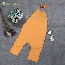 Macacão Alças de Verão para Meninas - Estilo e Frescor Macacão Alças de Verão para Meninas - Estilo e Frescor Loja do Bambino Laranja 9-12 Meses 