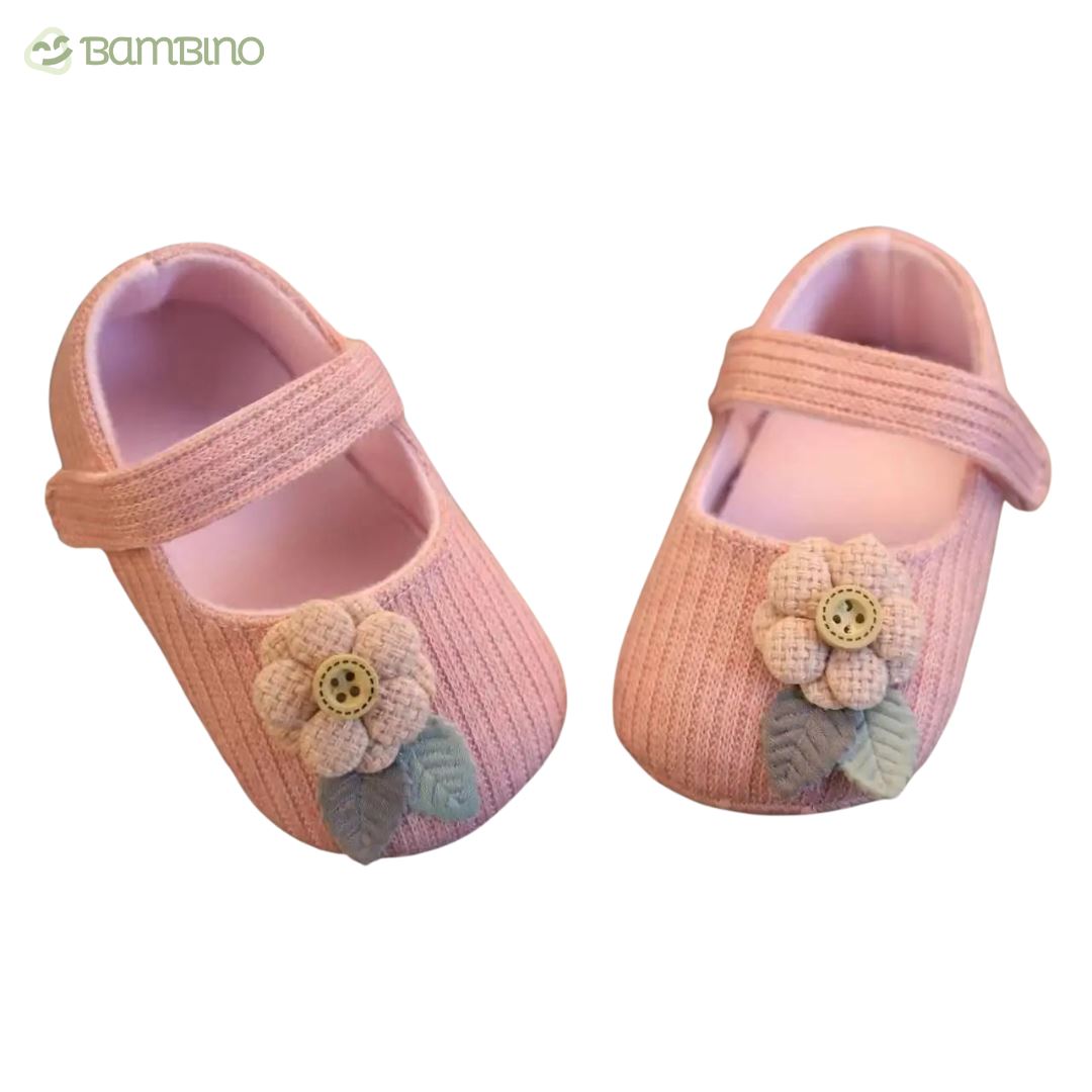 Sapatilha Flor Bordada para Bebê Sapatilha Flor Bordada para Bebê Loja do Bambino Rosa 1 