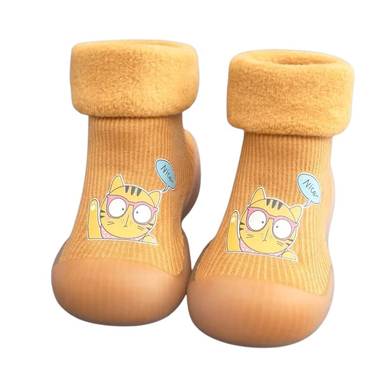 Meia sapatilha infantil antiderrapante com animações estampadas Meia sapatilha infantil antiderrapante com animações estampadas loja do Bambino Amarelo 0 a 6 meses (11.5cm) 