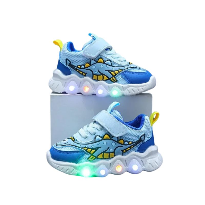 Tênis Dino LED Infantil Bambino Tênis Dino LED Infantil Bambino Loja do Bambino Azul 21 (13.3cm) 