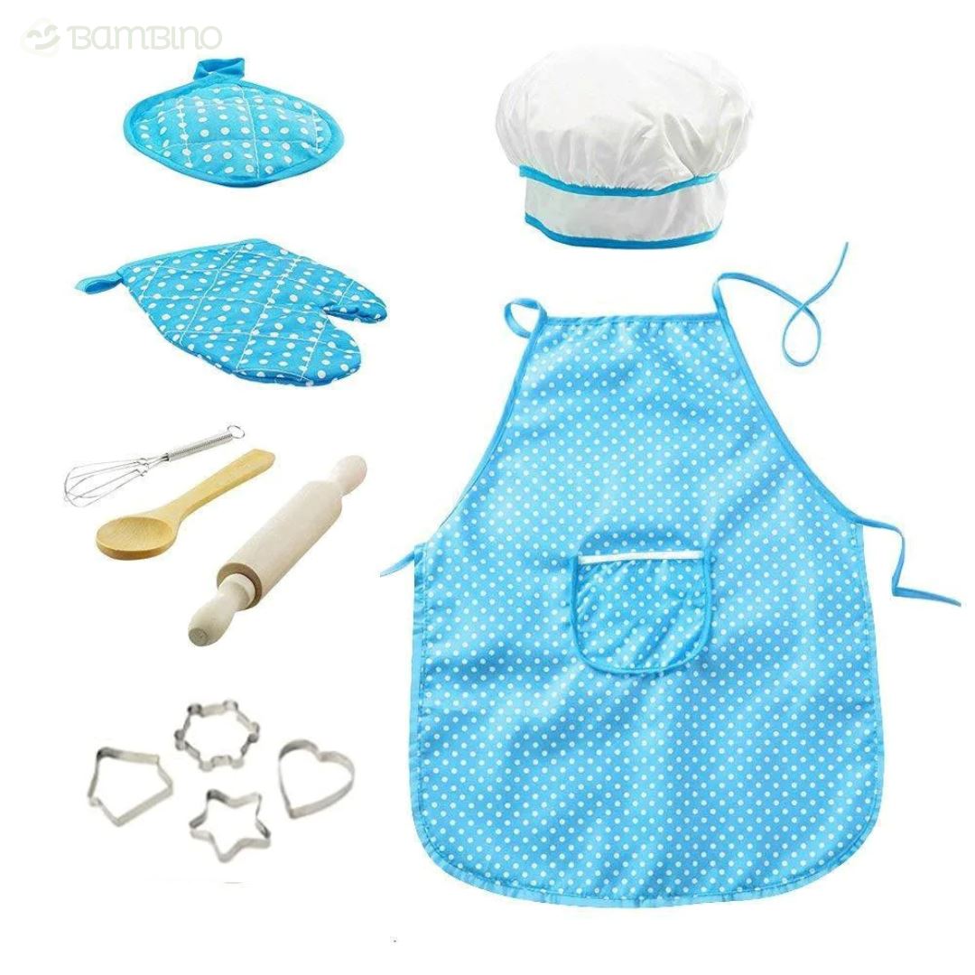 Kit Acessórios de Cozinha + Avental Infantil Bambino Kit Acessórios de Cozinha + Avental Infantil Bambino Loja do Bambino Azul 