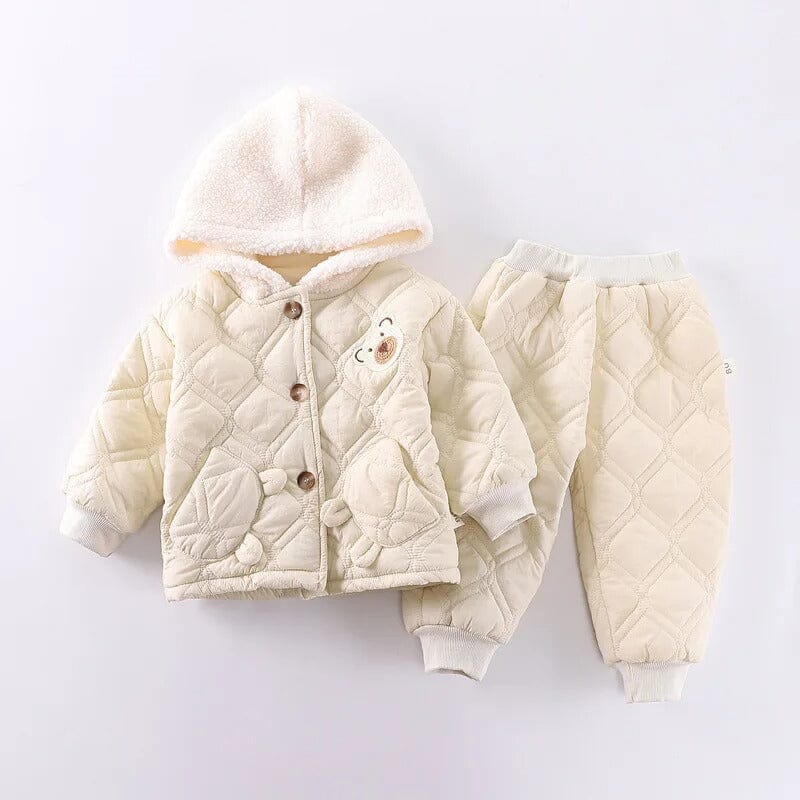 Conjunto de Inverno Infantil Jaqueta com Capuz + Calça Conjunto de Inverno Infantil Jaqueta com Capuz + Calça Loja do Bambino Bege 12 meses 