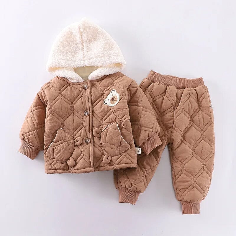 Conjunto de Inverno Infantil Jaqueta com Capuz + Calça Conjunto de Inverno Infantil Jaqueta com Capuz + Calça Loja do Bambino Marrom 12 meses 