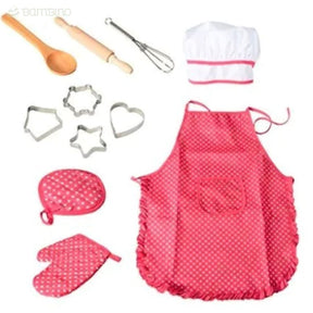 Kit Acessórios de Cozinha + Avental Infantil Bambino Kit Acessórios de Cozinha + Avental Infantil Bambino Loja do Bambino Rosa 