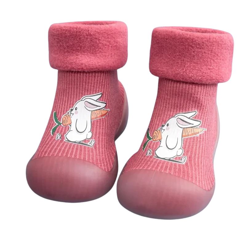 Meia sapatilha infantil antiderrapante com animações estampadas Meia sapatilha infantil antiderrapante com animações estampadas loja do Bambino Rosa 0 a 6 meses (11.5cm) 