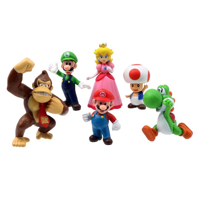 Super Mario Bros PVC Action Figure Toys para crianças, Luigi