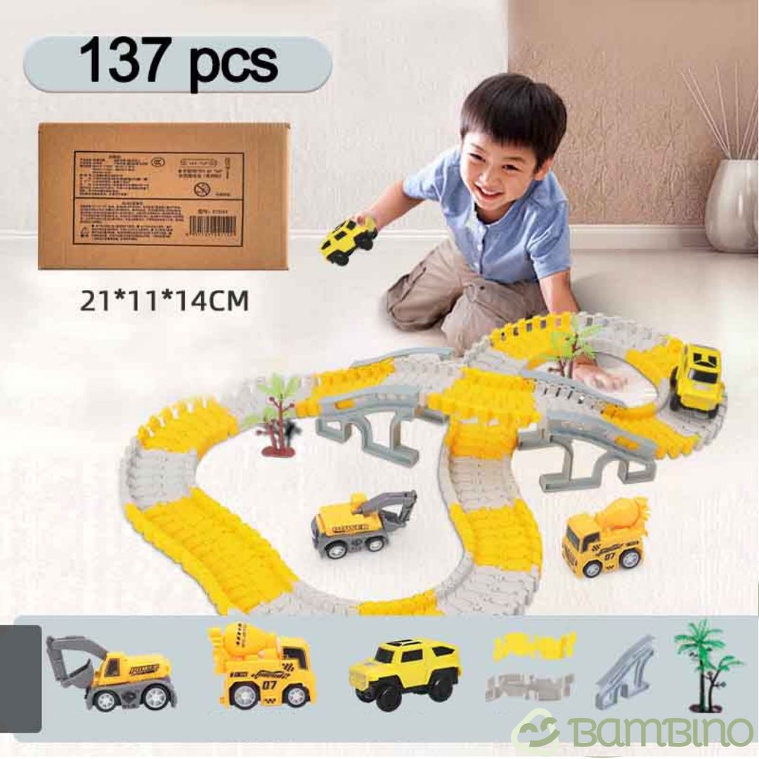 Brinquedo de Construção de Estradas Infantil Bambino Brinquedo de Construção de Estradas Infantil Bambino Loja do Bambino 137 Peças 