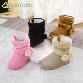 Bota Pompom de Inverno Infantil - Pantufinha Revestida de Lã Bota Pompom de Inverno Infantil Loja do Bambino 