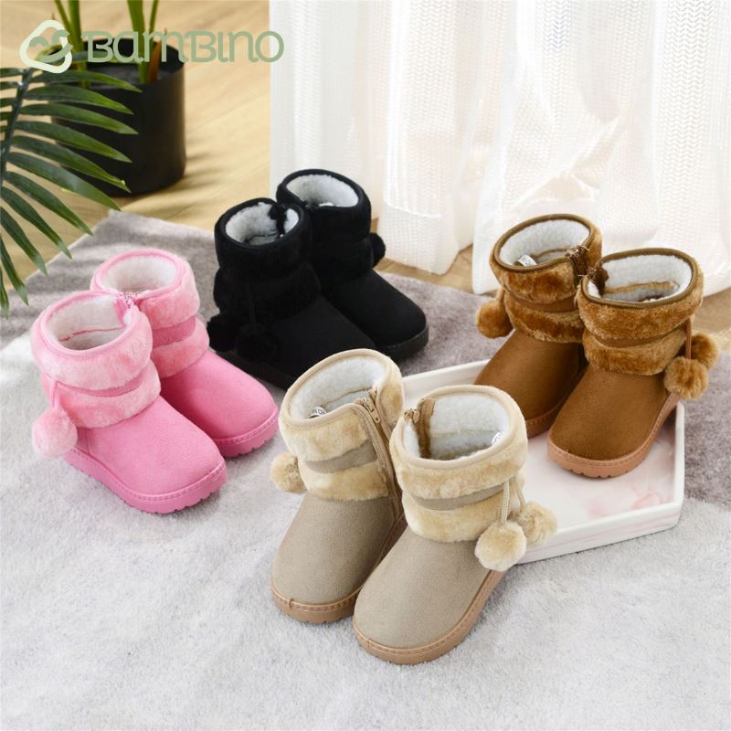 Bota Pompom de Inverno Infantil - Pantufinha Revestida de Lã Bota Pompom de Inverno Infantil Loja do Bambino 