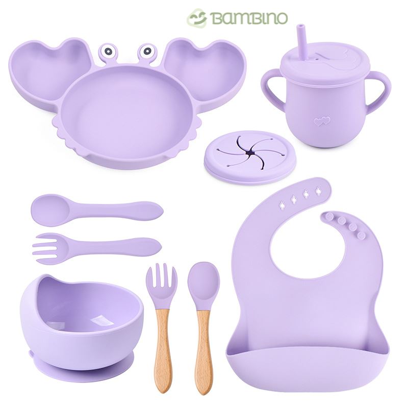 Kit Alimentação de Silicone para Bebês Kit Alimentação de Silicone Loja do Bambino Roxo 