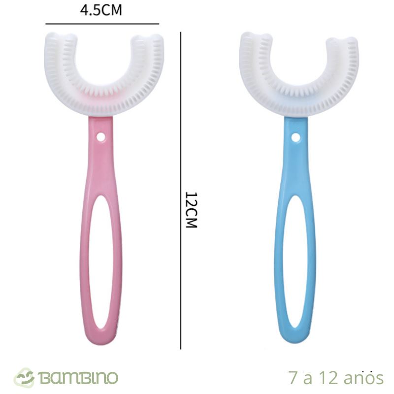 Escova de Dente Infantil 360 Graus - Compre 1 e leve 2 Escova de Dente Infantil 360 Graus Loja do Bambino Escova Rosa + Azul (7 a 12 anos) 