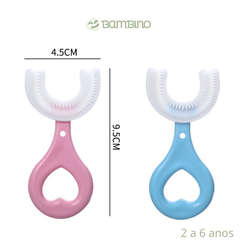 Escova de Dente Infantil 360 Graus - Compre 1 e leve 2 Escova de Dente Infantil 360 Graus Loja do Bambino Escova Rosa + Azul (2 a 6 anos) 
