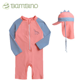 Roupa de Banho Dino Infantil com Chapéu Roupa de Banho Dino Infantil com Chapéu Loja do Bambino Rosa 1 - 2 Anos 