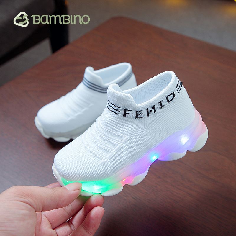 Tênis Casual Infantil com LED Tênis Casual Infantil com Led Loja do Bambino Branco 21 (13.3cm) 