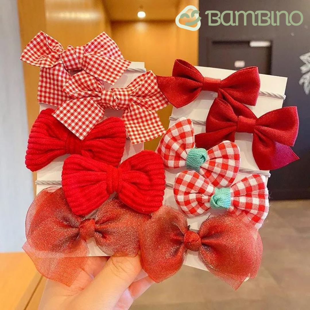 Grampos de Cabelo Laço Infantil Bambino - 10 Grampos Grampos de Cabelo Laço Infantil Bambino Loja do Bambino Vermelho Tamanho Único 