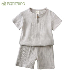 Conjunto em Linho Infantil Bambino Conjunto em Linho Infantil Bambino Loja do Bambino Bege 1 - 2 anos 