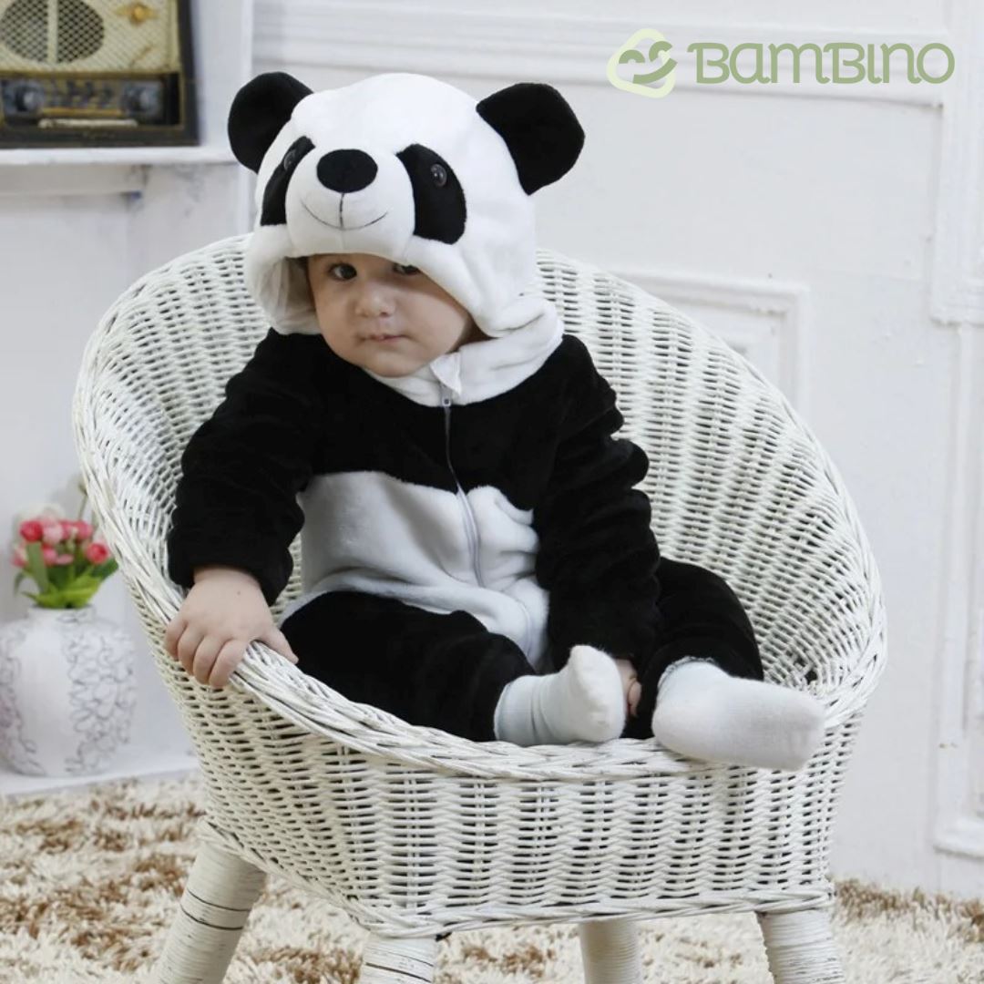Pijama Macacão Com Capuz Diversão Recém Nascido Pijama Macacão Com Capuz Diversão Recém Nascido Loja do Bambino Panda 3 meses 